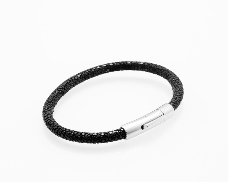 bracelet homme MGC-2019 - Schwarzes Leder - Silver
